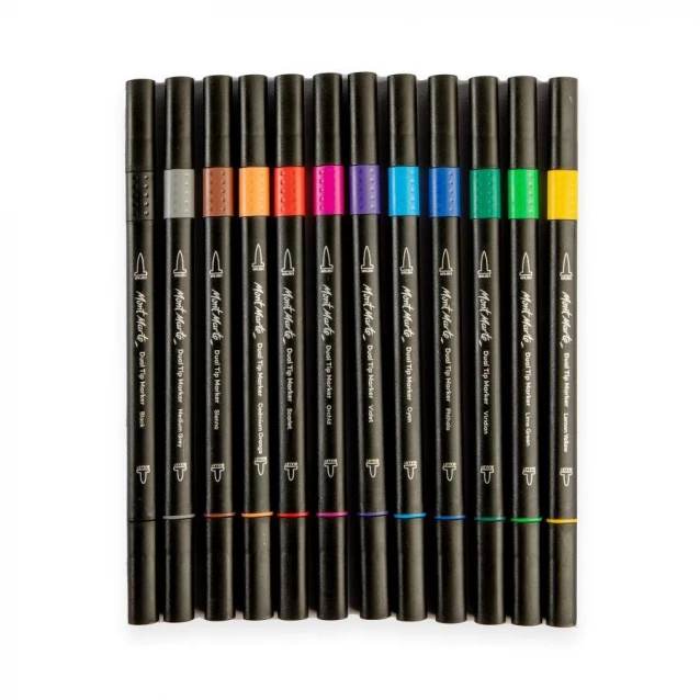 Mont Marte 12 Μαρκαδόροι Νερου Διπλής Μύτης (Brush & Bullet)