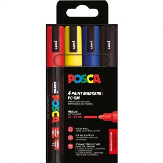 Posca 4 Μαρκαδόροι PC-5M Μεσαίοι 1,8-2,5mm Βασικά Χρώματα