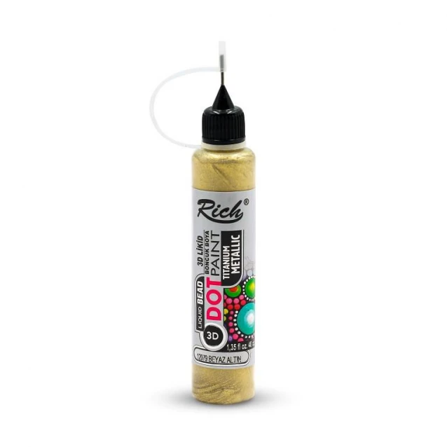 Rich 40ml 3D Dot Paint Metallic White Gold