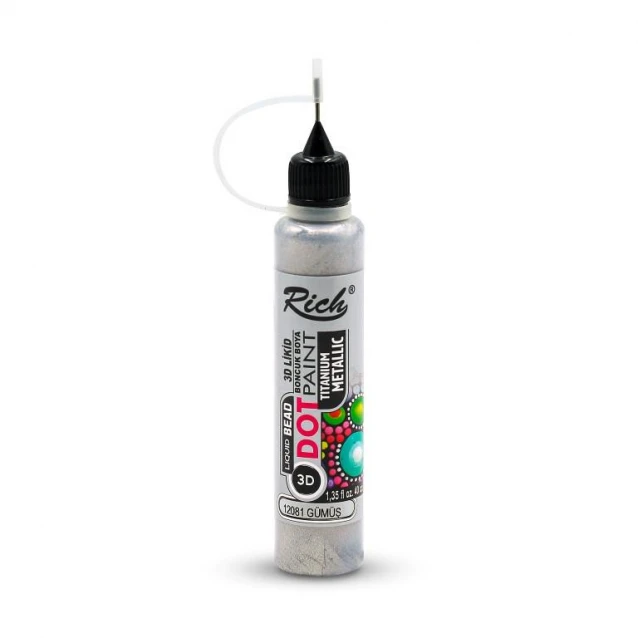 Rich 40ml 3D Dot Paint Metallic Silver