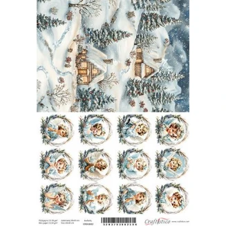 Craftistico Ριζόχαρτο Decoupage 30x40cm Χριστουγεννιάτικον Χωριό