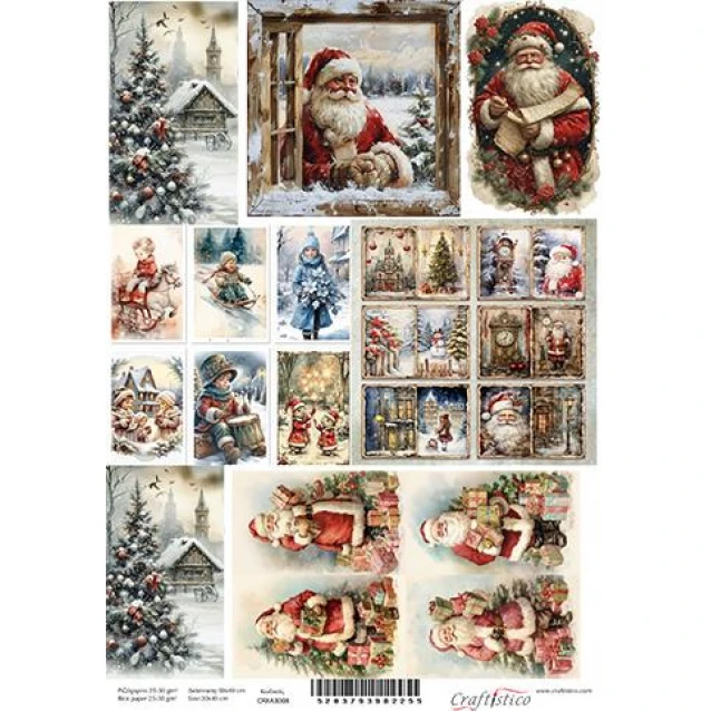 Craftistico Ριζόχαρτο Decoupage 30x40cm Χριστουγεννιάτικα Μοτίβα