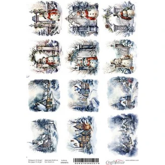 Craftistico Ριζόχαρτο Decoupage 30x40cm Χιονάνθρωποι