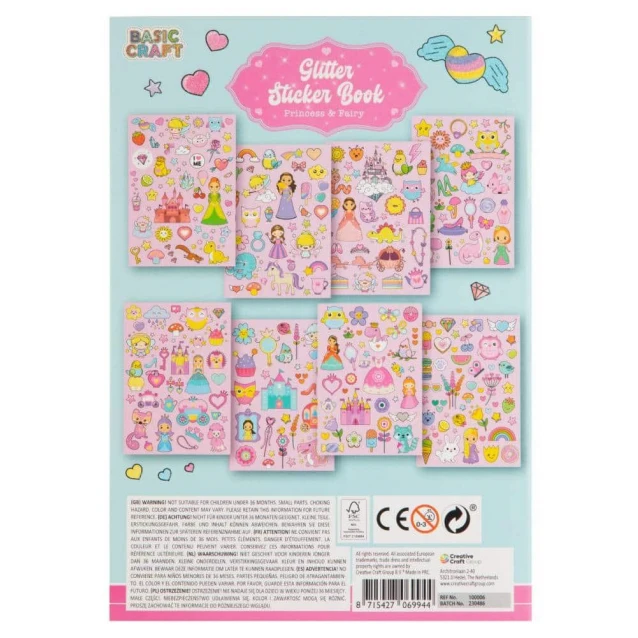 Moxy 8 Φύλλα A5 με Glitter Stickers Πριγκίπισσες & Νεραΐδες