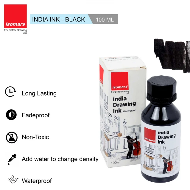 Isomars 100ml Μελάνι Σχεδίου Waterproof Μαύρο