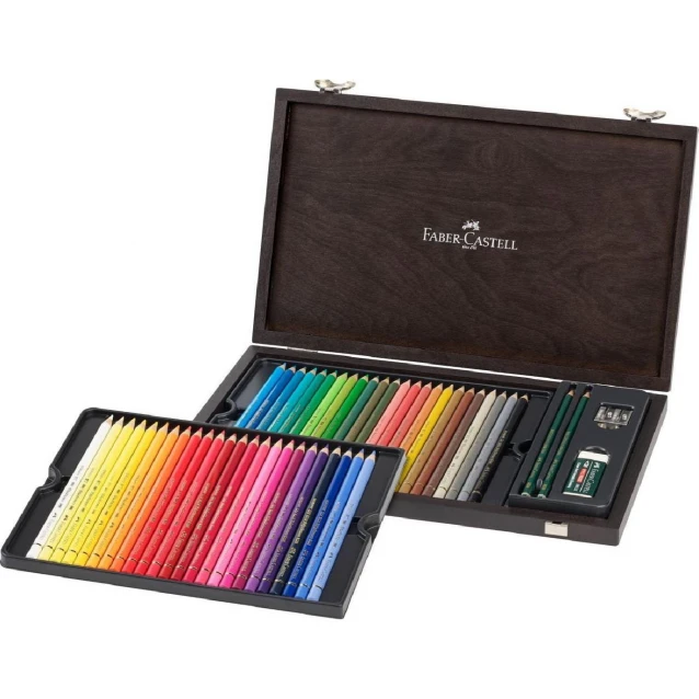 Faber Castell Ξύλινη Κασετίνα 48 Ξυλομπογιές Polychromos & Αξεσουάρ