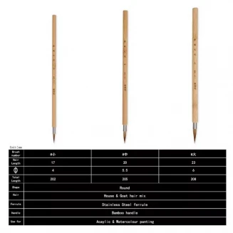 3 Πινέλα Bamboo Ακουαρέλας