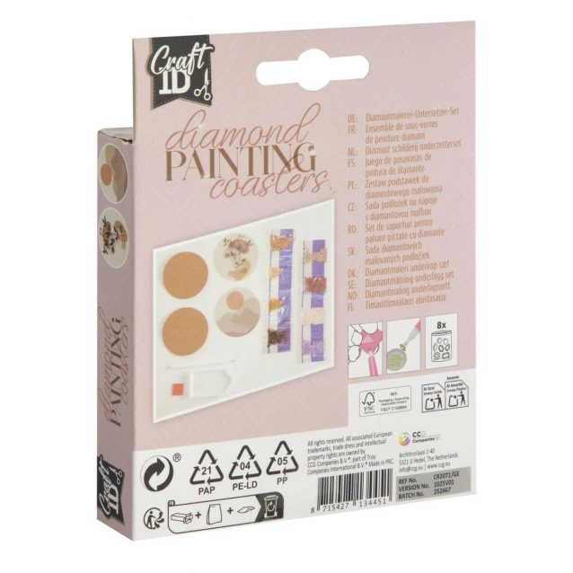 Craft ID Diamond Painting σε 2 Στρογγυλά Σουβέρ 9,5cm