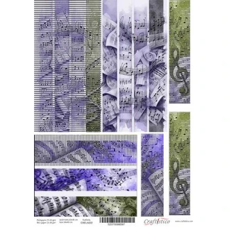 Craftistico Ριζόχαρτο Decoupage 30x40cm Λαμπάδας Μουσική Νότες