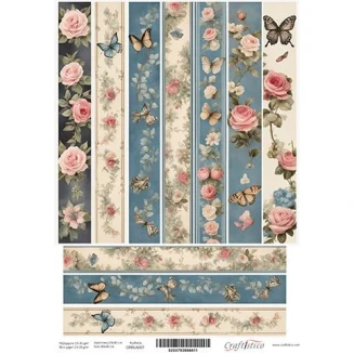 Craftistico Ριζόχαρτο Decoupage 30x40cm Λαμπάδας Λουλούδια Πεταλούδες