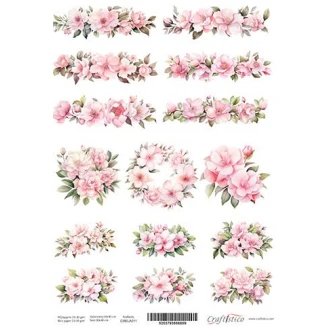 Craftistico Ριζόχαρτο Decoupage 30x40cm Λαμπάδας Λουλούδια Στεφανάκι