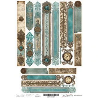 Craftistico Ριζόχαρτο Decoupage 30x40cm Λαμπάδας Vintage Ρολόγια