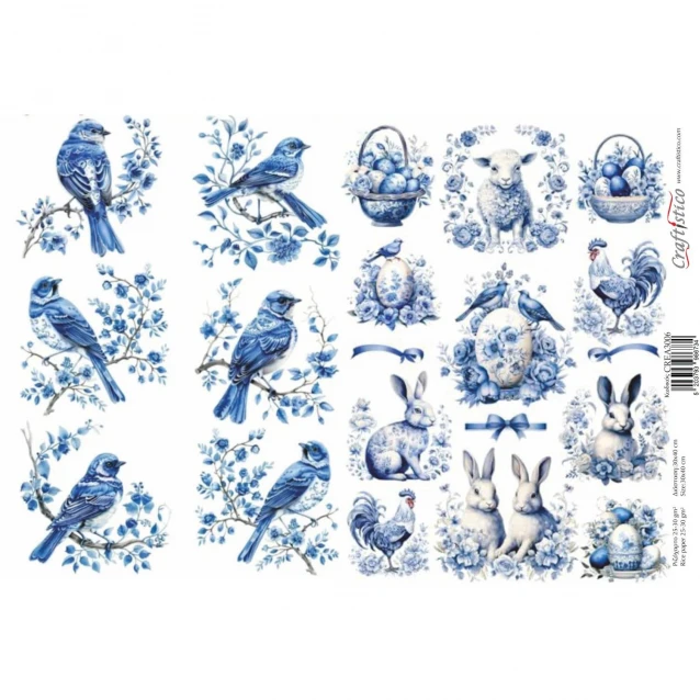 Craftistico Ριζόχαρτο Decoupage 30x40cm Πασχαλινά Αυγά Πουλιά