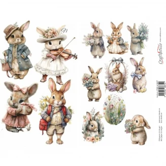 Craftistico Ριζόχαρτο Decoupage 30x40cm Λαγουδάκια και Αυγά