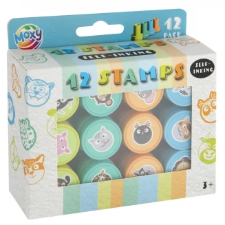 Moxy 12 Στρογγυλές Πλαστικές Σφραγίδες Ζωάκια