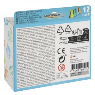 Moxy 12 Στρογγυλές Πλαστικές Σφραγίδες Ζωάκια