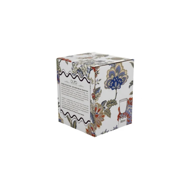 Πορσελάνινη Κούπα Ethnic 360ml με Καπάκι & Φίλτρο Τσαγιού Sahat White