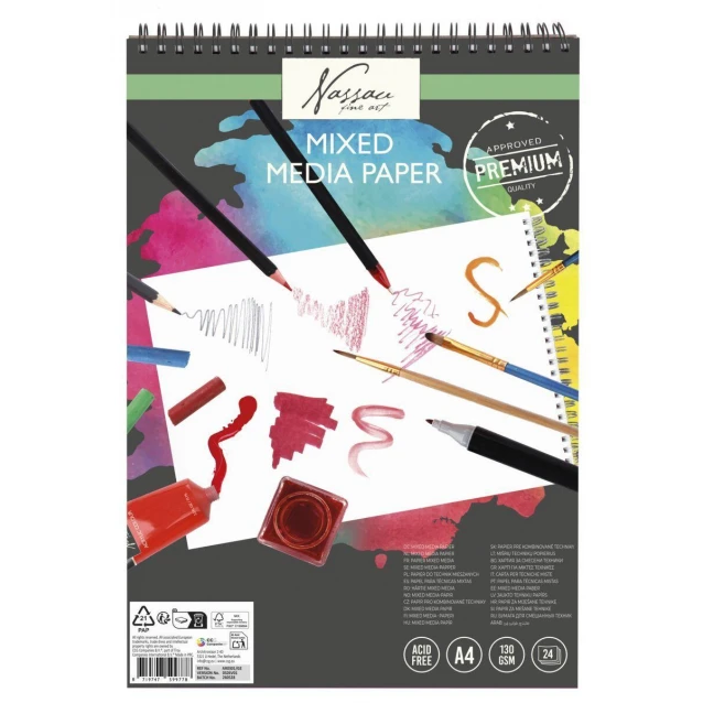 Nassau Μπλοκ Mixed Media Σπιράλ 20 Φύλλων A4 (21x29,7 cm) 300gr