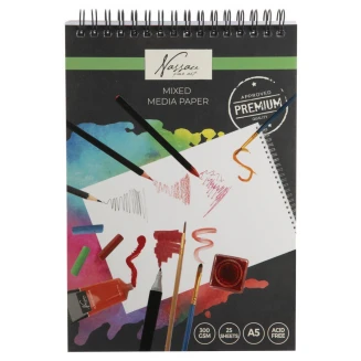 Nassau Μπλοκ Mixed Media Σπιράλ 25 Φύλλων A5 (14,8Χ21cm) 300gr