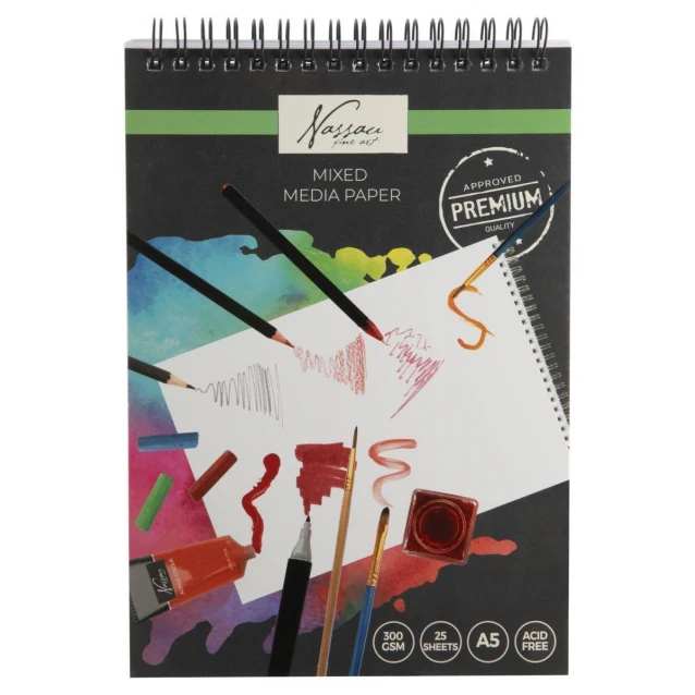 Nassau Μπλοκ Mixed Media Σπιράλ 25 Φύλλων A5 (14,8Χ21cm) 300gr
