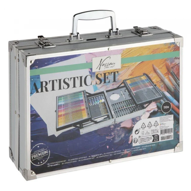 Nassau Art Set 110 τεμαχίων σε Μεταλλικό Πτυσσόμενο Βαλιτσάκι 34,5x23x8cm