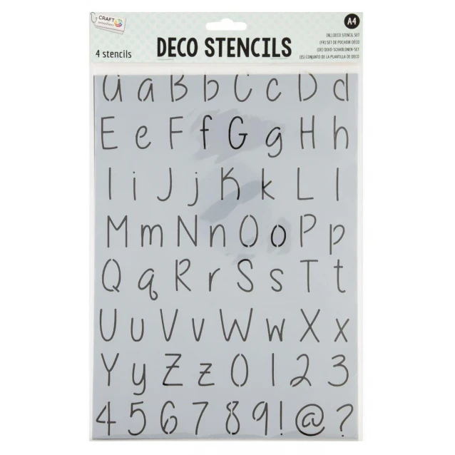 Craft ID Σετ 4 Stencil A4 (21x29,7 cm) Γράμματα & Αριθμοί