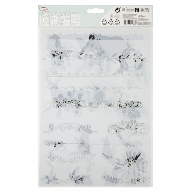 Craft ID Σετ 4 Stencil A4 (21x29,7 cm) Λουλούδια, Φυτά & Ζώα