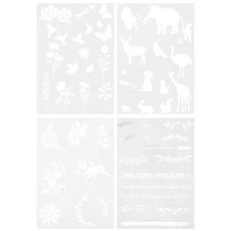 Craft ID Σετ 4 Stencil A4 (21x29,7 cm) Λουλούδια, Φυτά & Ζώα