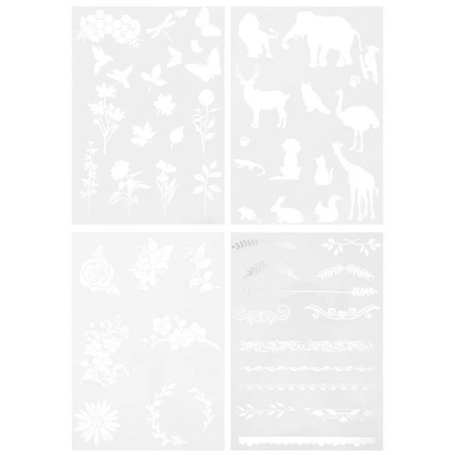Craft ID Σετ 4 Stencil A4 (21x29,7 cm) Λουλούδια, Φυτά & Ζώα