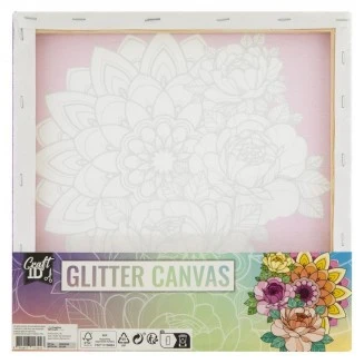 Craft ID Τελάρο 30x30cm Glitter Καμβάς με Τυπωμένο Σχέδιο Λουλούδι