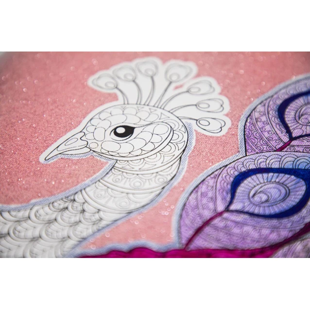 Craft ID Τελάρο 30x30cm Glitter Καμβάς με Τυπωμένο Σχέδιο Παγώνι