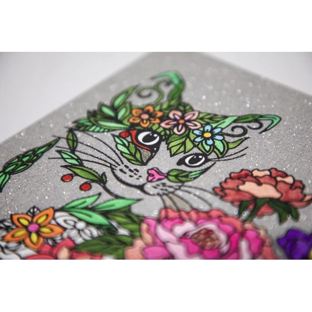 Craft ID Τελάρο 30x30cm Glitter Καμβάς με Τυπωμένο Σχέδιο Γάτα