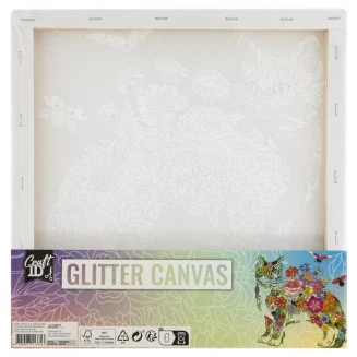 Craft ID Τελάρο 30x30cm Glitter Καμβάς με Τυπωμένο Σχέδιο Γάτα
