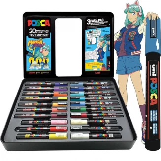 Posca Μεταλλική Κασετίνα με 20 Μαρκαδόρους Manga Hero