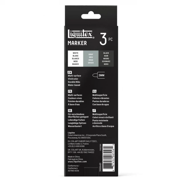 Liquitex Κασετίνα με 3 Ακρυλικούς Μαρκαδόρους 2mm Monochrome
