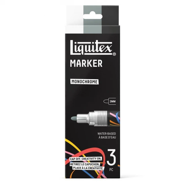 Liquitex Κασετίνα με 3 Ακρυλικούς Μαρκαδόρους 2mm Monochrome