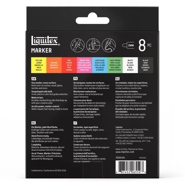 Liquitex Κασετίνα με 8 Ακρυλικούς Μαρκαδόρους 2mm Essential