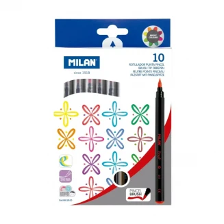 Milan 10 Μαρκαδόροι Μύτη Πινέλο 0,5 - 4mm
