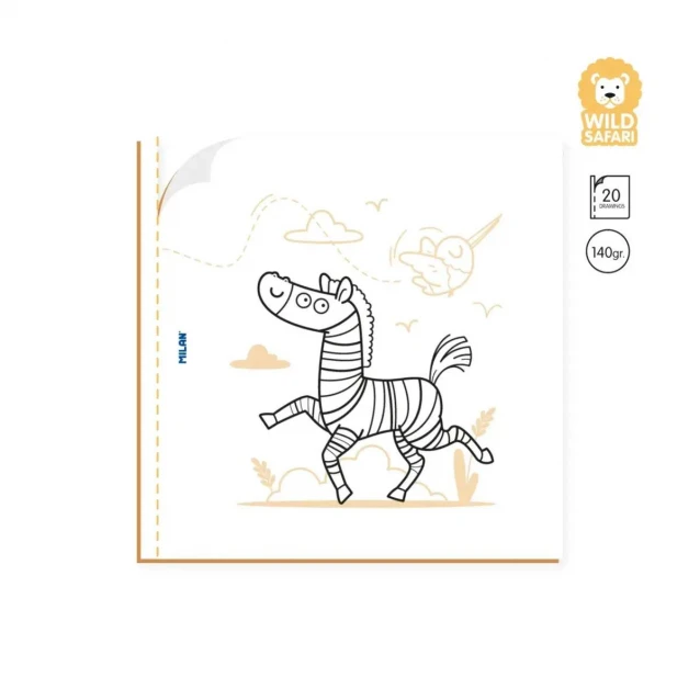 Milan Colouring Book 20 σχέδια 21x21cm Wild Safari 140gsm