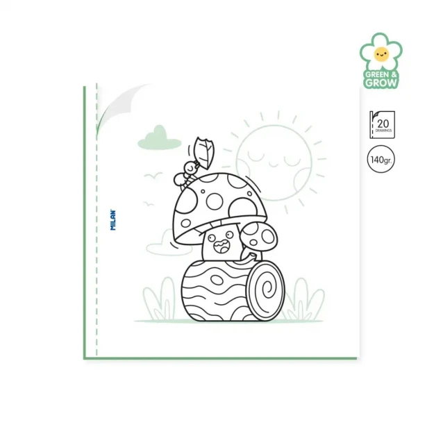 Milan Colouring Book 20 σχέδια 21x21cm Green & Grow 140gsm
