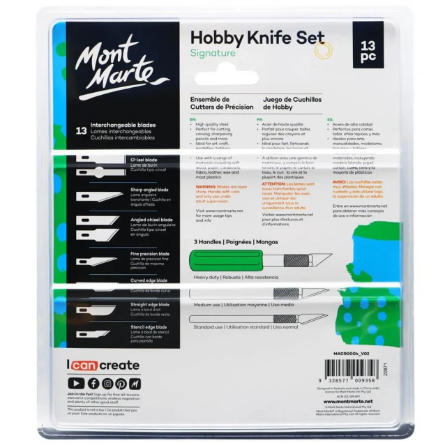 Mont Marte Κασετίνα με 13 κοπίδια Ακριβείας Hobby Knife Set