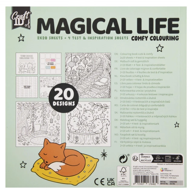 Craft ID Anti-Stress Colouring Book 20 Σχέδια 20x20cm 44 σελίδες Magical Life