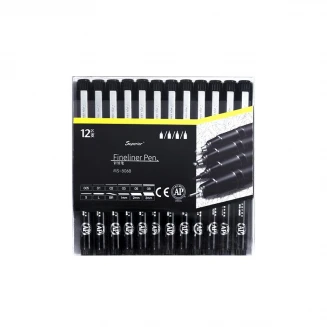 Superior Micro-line 12 Μαύρα Μαρκαδοράκια Σχεδίου Waterproof