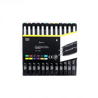 Superior 12 Χρωματιστά Μαρκαδοράκια Σχεδίου  0,5 mm Non-Waterproof