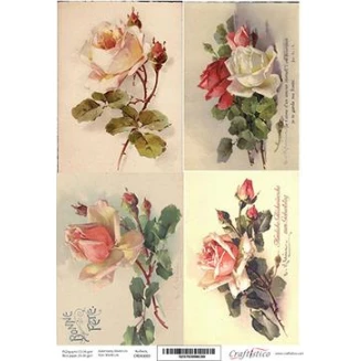 Craftistico Ριζόχαρτο Decoupage 30x40cm Vintage Τριαντάφυλλα