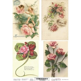 Craftistico Ριζόχαρτο Decoupage 30x40cm Vintage Τριαντάφυλλα και Νεράιδες