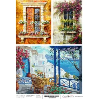 Craftistico Ριζόχαρτο Decoupage 30x40cm Παράθυρα και Μεσογειακά Τοπία